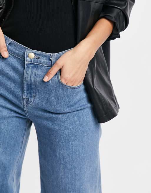 J Brand Evytte 70s mid rise wide leg jeans in mid wash blue, 3 of 4