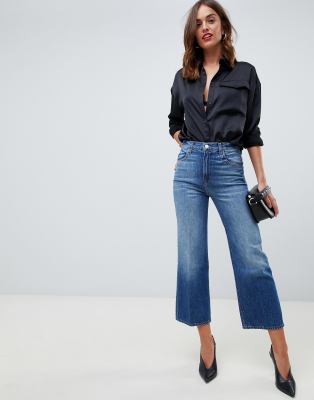 high rise cropped wide leg jeans