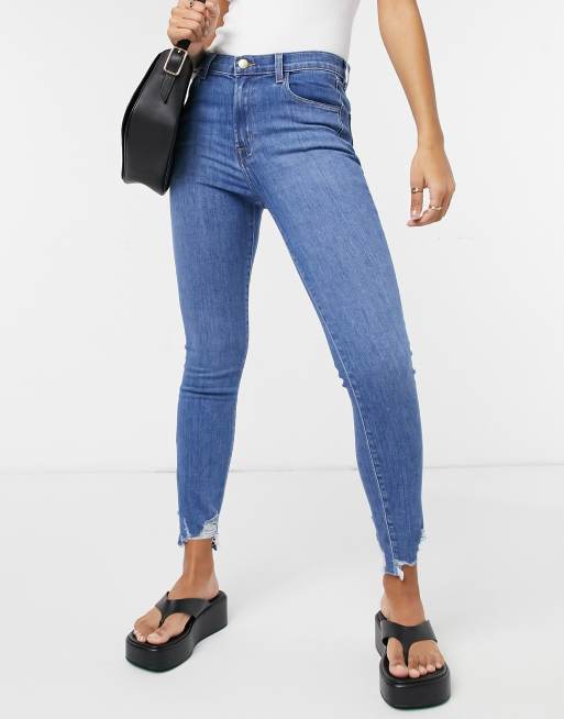 J Brand Leenah super high rise skinny ankle grazer jeans in blue