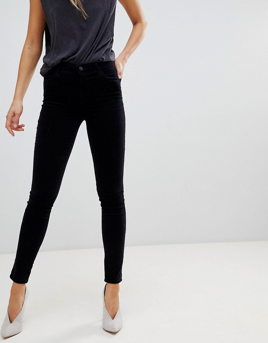 J Brand – Maria – Skinny jeans i sammet med hög midja-Svart