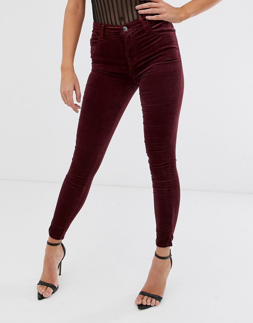 J Brand – Maria – Skinny jeans med hög midja-Röd