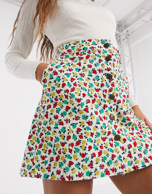 J Crew button front mini skirt