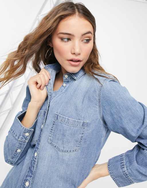 J crew women's denim hot sale shirt