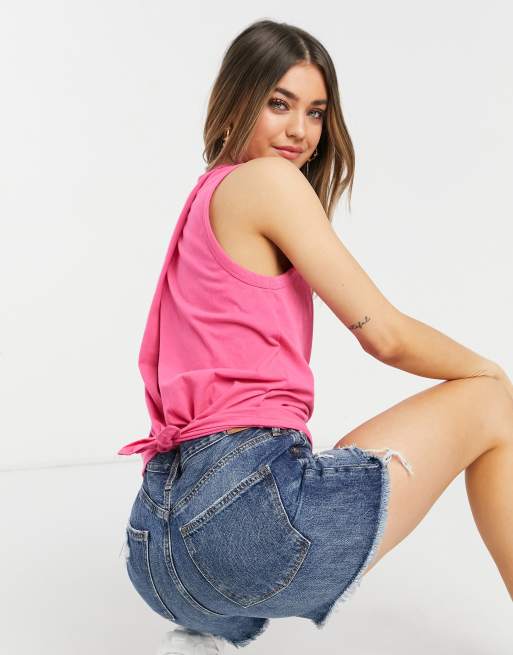 J Crew - Jersey tanktop met geknoopte achterkant in roze