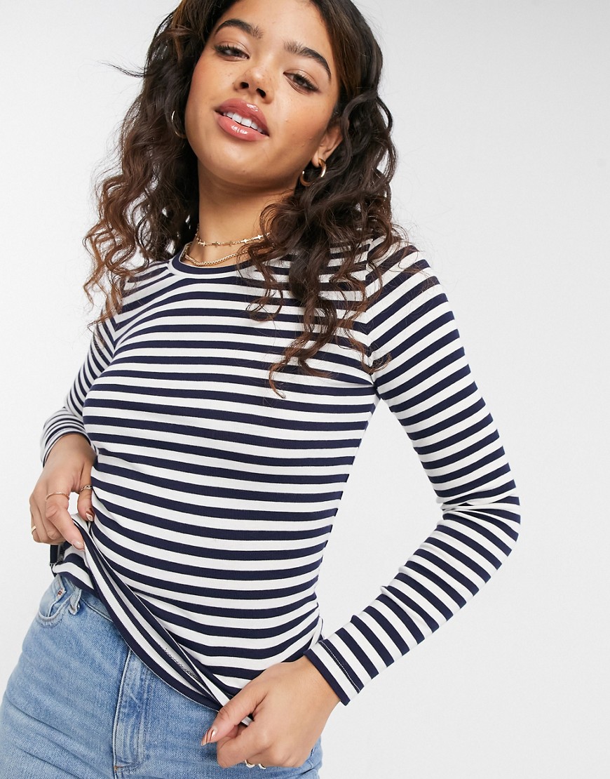 J Crew perfect fit striped T-shirt in navy-Multi