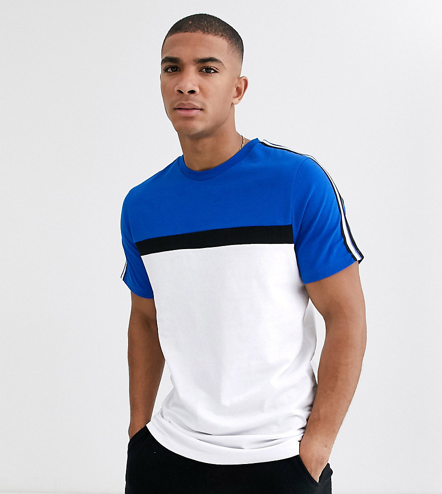Jacamo - Blå t-shirt med farveblok-Hvid