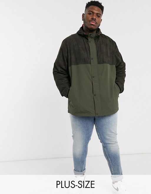 Jacamo lightweight colour block jacket with hood in green