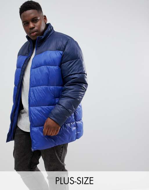 Jacamo Plus puffer jacket in colour block ASOS