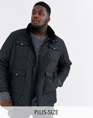 Jacamo quilted jacket with pockets in black | ASOS
