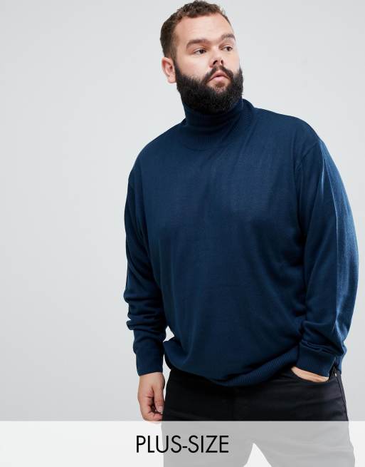 Jacamo roll neck knitted jumper in navy