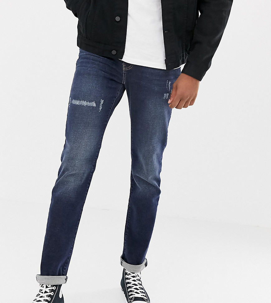 Jacamo Tall – Crosshatch-mönstrade skinny jeans-Marinblå