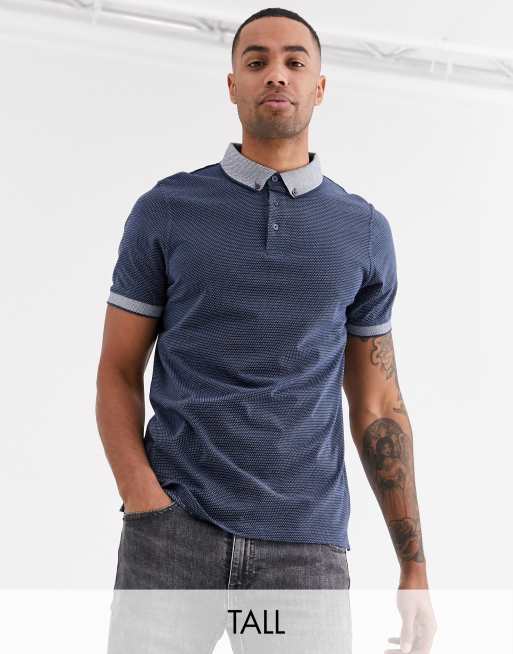 Jacamo Tall polo with mini spot in blue | ASOS