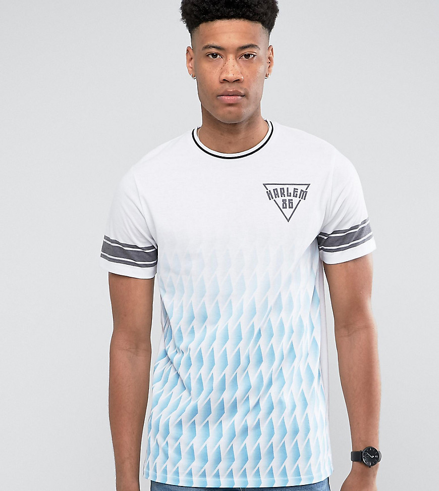 Jacamo – Tall – T-shirt med geometriskt mönster i blåtoner