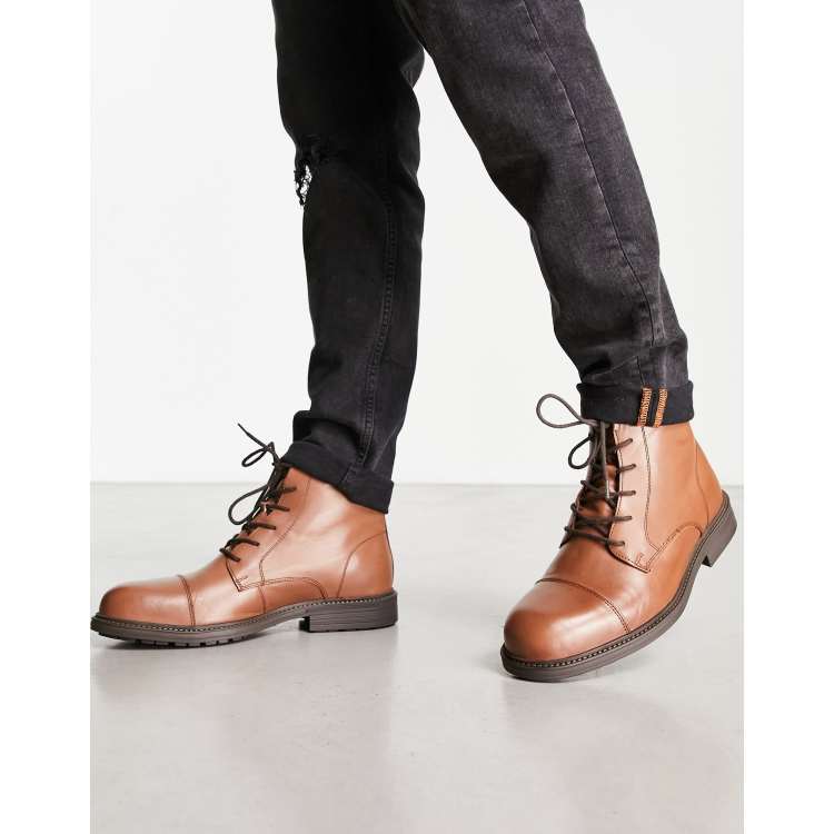 Jack & Jones Leather Boots With Faux Fur Lining  Boots men, Mens leather  boots, Leather shoes men