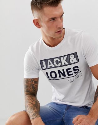 Jack and Jones – Core – T-shirt med logga-Vit