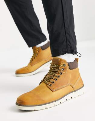 Jack and Jones leather lace up ankle boots in honey  - ASOS Price Checker