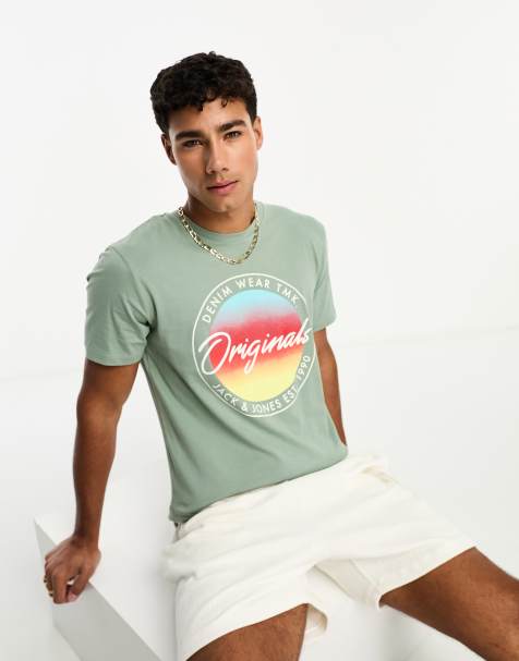 Jack and Jones Originals logo t-shirt in green - view 1