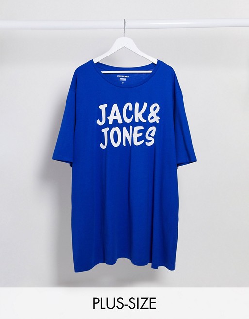 Jack and Jones plus logo t-shirt in blue