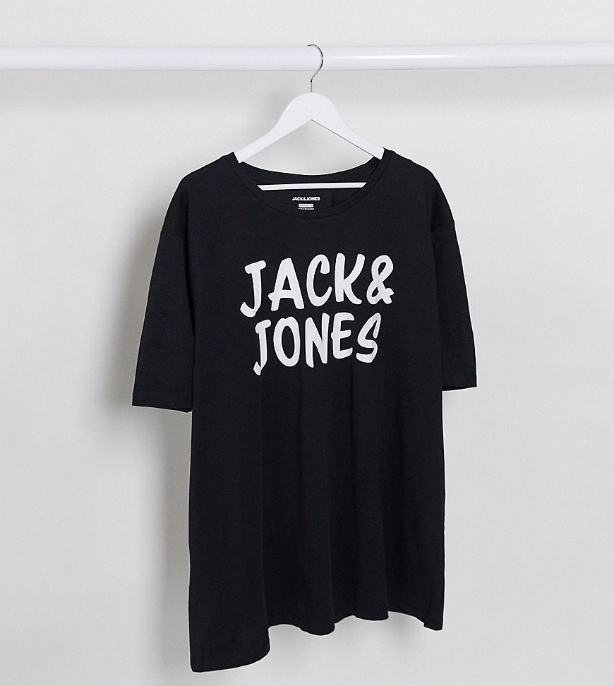 Jack and Jones - T-shirt con logo grande nera-Nero