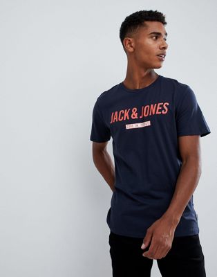 Jack and Jones – T-shirt med logga-Marinblå