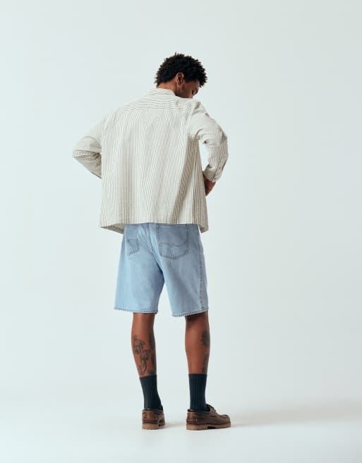 Jack & Jone Alex baggy denim shorts in light blue, 4 of 5