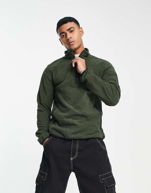 Jack & Jones 1/2 zip fleece in dark green