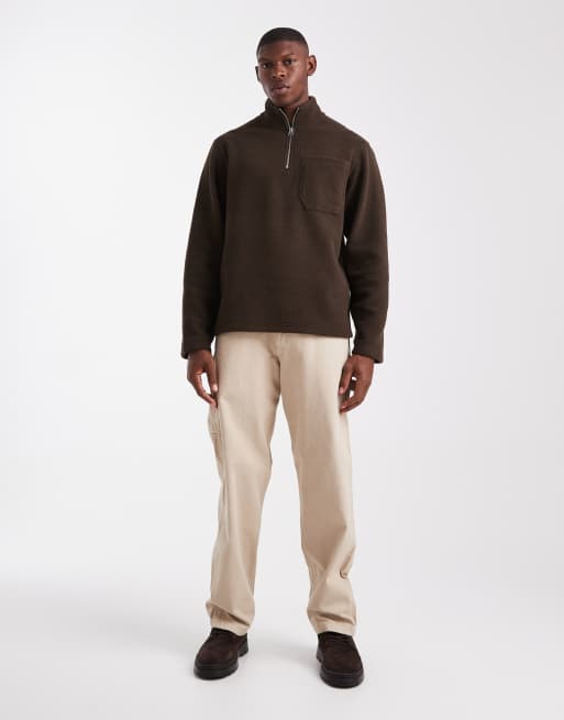 Jack & Jones 1/4 zip fleece in brown, 2 of 5