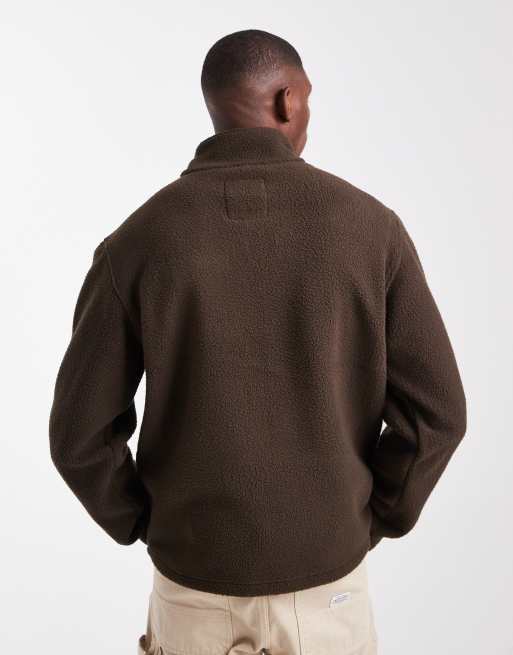 Jack & Jones 1/4 zip fleece in brown, 3 of 5
