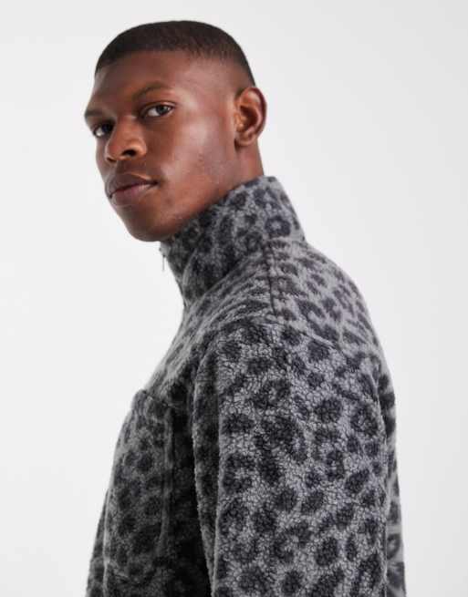 Jack & Jones 1/4 zip fleece in leopard | ASOS