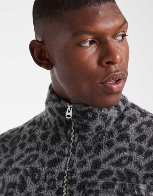 Jack & Jones 1/4 zip fleece in leopard | ASOS