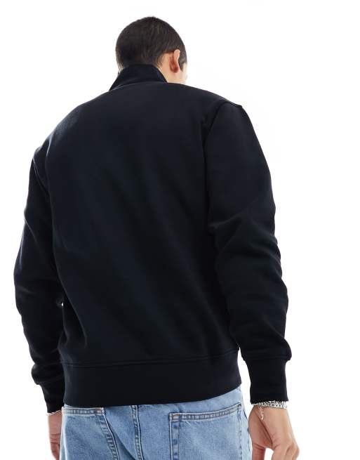 Jack & Jones 1/4 zip sweat with central logo in black | ASOS