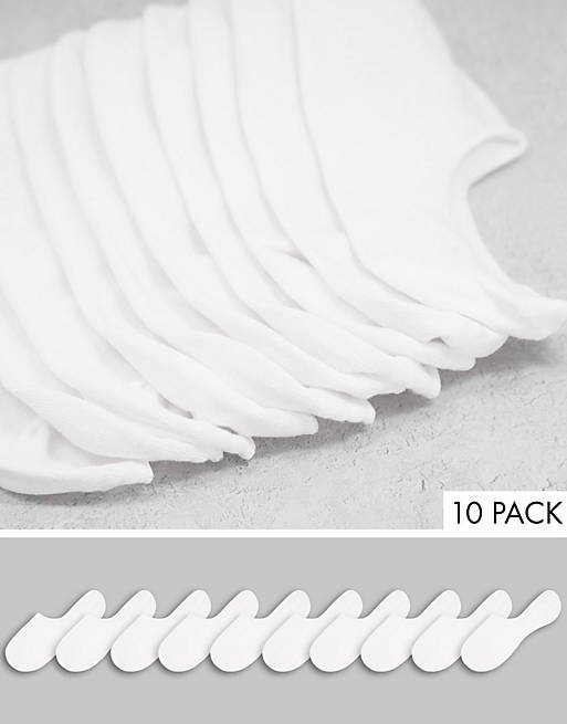  Socks/Jack & Jones 10 pack invisible socks in white 