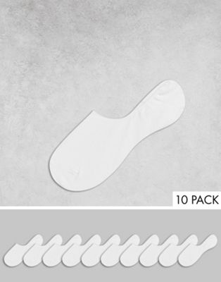 Jack & Jones 10 pack invisible socks in white