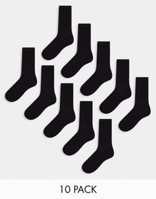 Jack & Jones 10 pack socks with logo in black