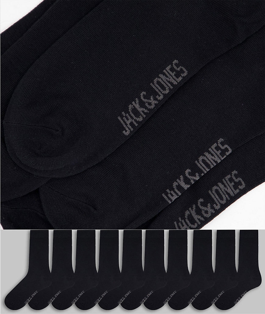 Jack & Jones 10 pack socks with logo in black