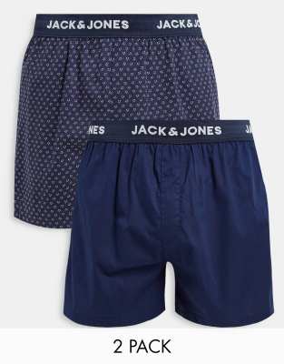 Jack & Jones 2 pack boxers in navy print