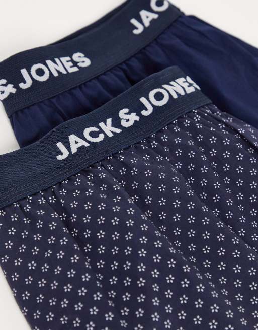 Jack Jones 2 pack boxers in navy print