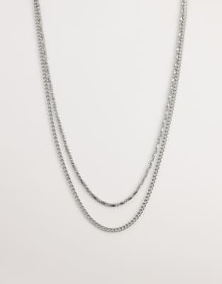 Jack & Jones 2 Pack Chain Necklaces In Metallic