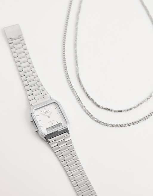 Jack & Jones 2 pack chain necklaces in silver tone, 2 of 4