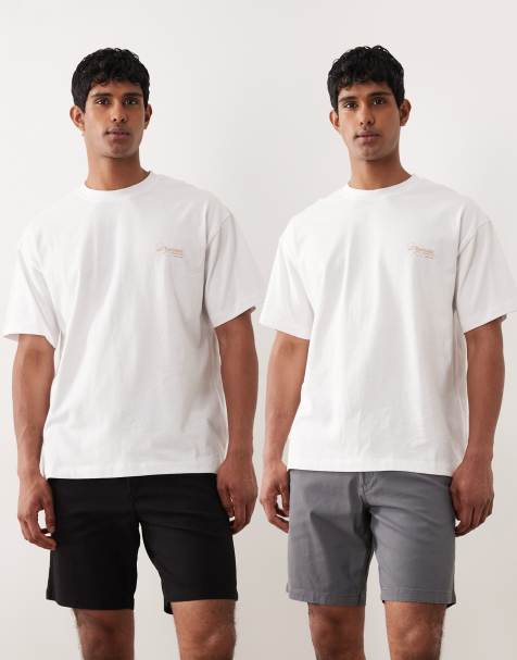 Jack & Jones 2 pack chino shorts in gray and black - view 1
