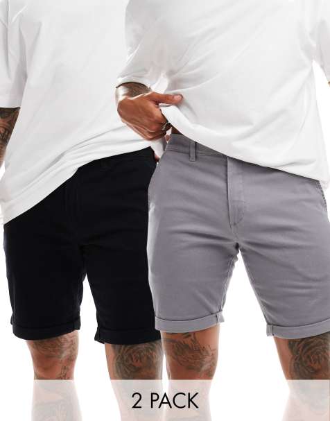Jack & Jones 2 pack chino shorts in grey and black - view 1