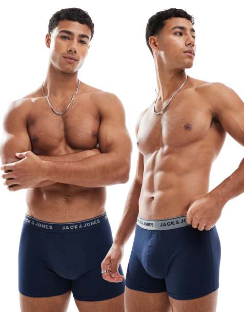 Jack & Jones 2 pack contrast trunks in navy - view 1