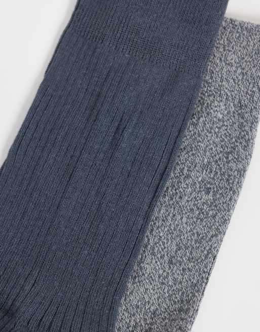 Jack & Jones 2 pack crew socks in grey and navy, 2 of 3