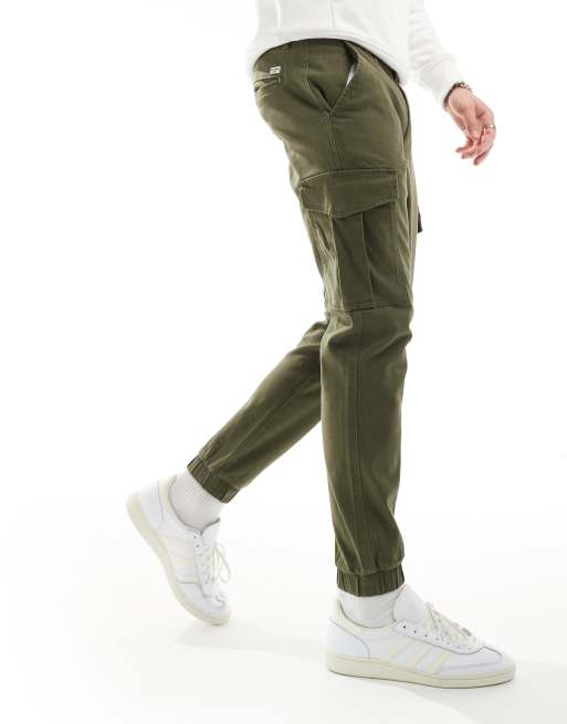 Jack & Jones 2 pack cuffed cargo pants in black & olive