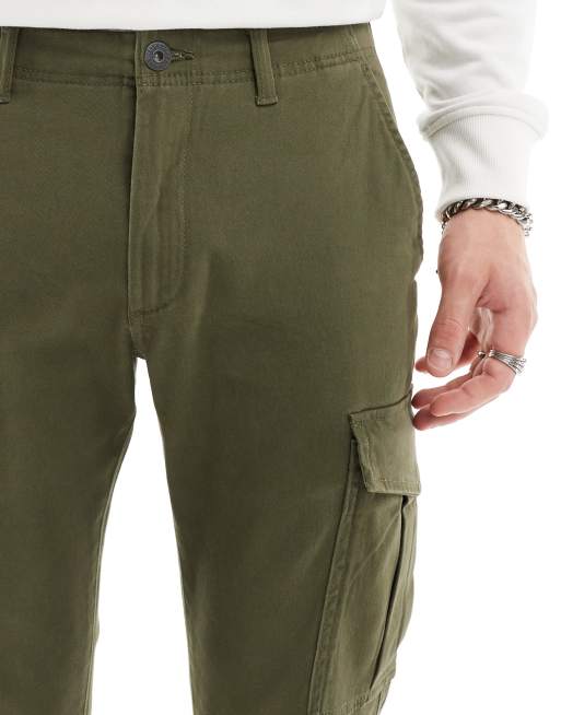 Jack & Jones 2 pack cuffed cargo pants in black & olive