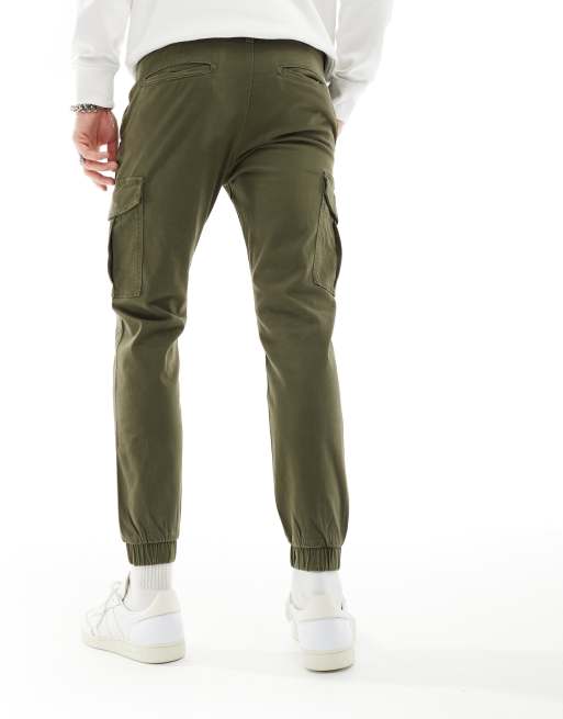 Jack & Jones 2 pack cuffed cargo pants in black & olive