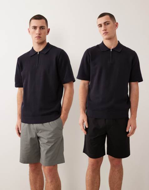 Jack & Jones 2 pack drawstring chino shorts in grey and black - view 1