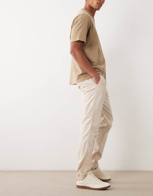 Jack & Jones 2 pack drawstring linen mix loose chinos in cream and black, 3 of 5