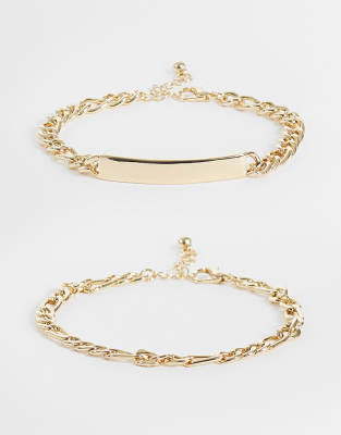 Jack & Jones 2-pack Gold Plated Chain Bracelets