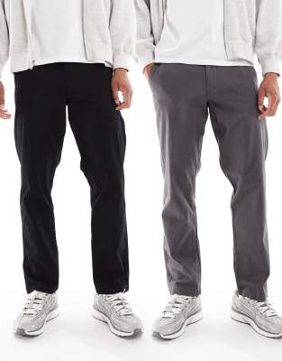 Jack & Jones Jack & Jones 2 pack kane loose fit chino in black & grey-Multi